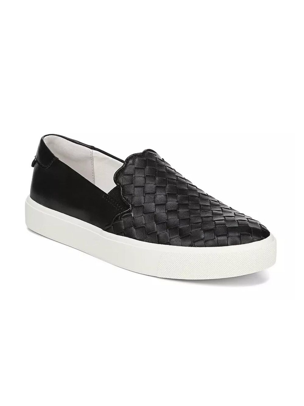 Sam Edelman Slip On Sneakers Black Woven Low Top Casual Leather 6.5
